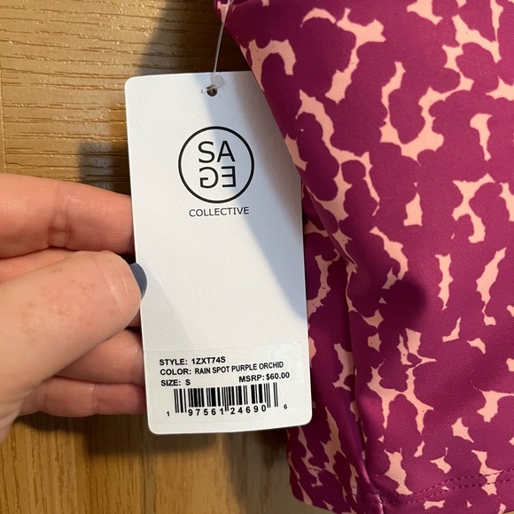 Sage Collective Activewear Set in Rain Spot Purple Orchard NWT Small Bra& Shorts - Picture 11 of 13